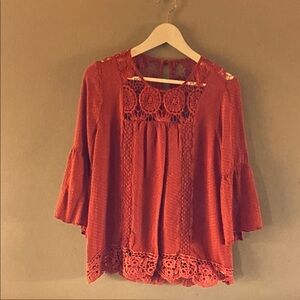 Knox Rose Women's Lace Blouse - Rust